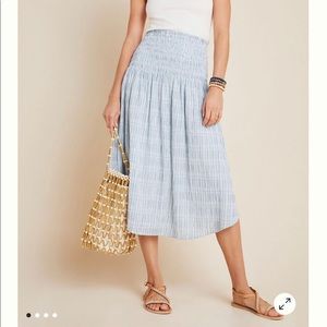 Anthropologie Karyn Smocked Midi Skirt